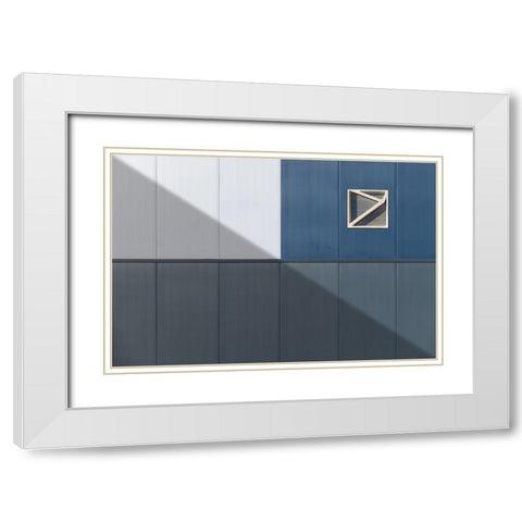 Diagonally White Modern Wood Framed Art Print with Double Matting by Comari, Andrea