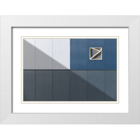 Diagonally White Modern Wood Framed Art Print with Double Matting by Comari, Andrea