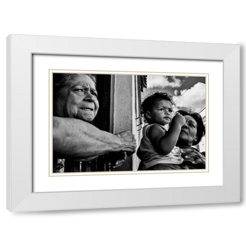 Three Generations White Modern Wood Framed Art Print with Double Matting by Naor, Orna
