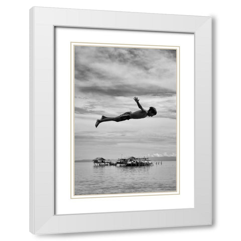 In Mid-Air White Modern Wood Framed Art Print with Double Matting by Long, Kieron