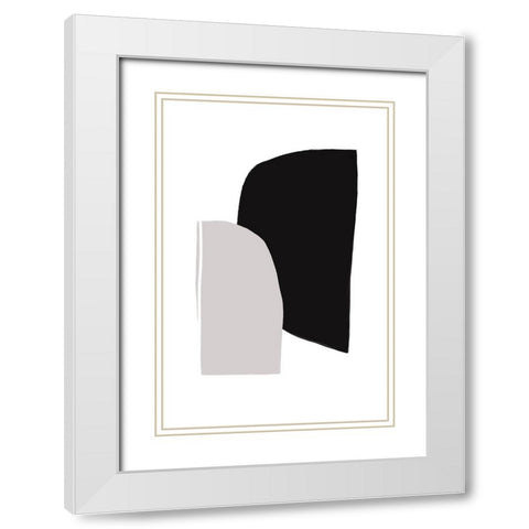 Abstractions No 5 White Modern Wood Framed Art Print with Double Matting by uplusmestudio