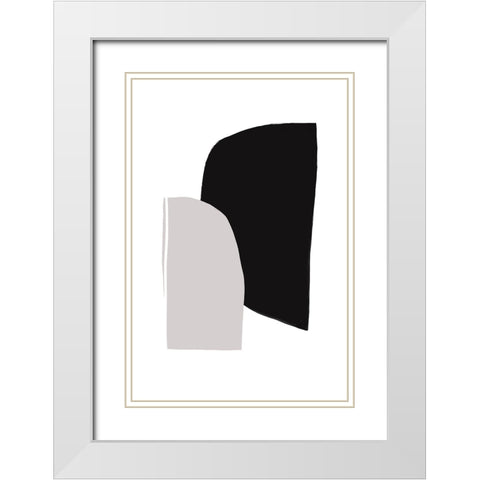 Abstractions No 5 White Modern Wood Framed Art Print with Double Matting by uplusmestudio