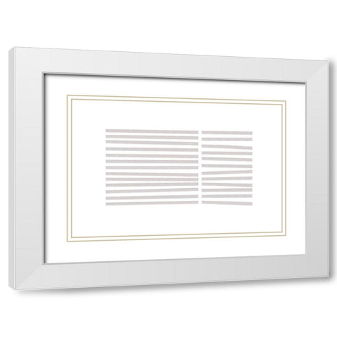 Calming Lines No 3 White Modern Wood Framed Art Print with Double Matting by uplusmestudio
