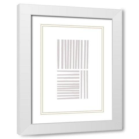 Calming Lines No 4 White Modern Wood Framed Art Print with Double Matting by uplusmestudio