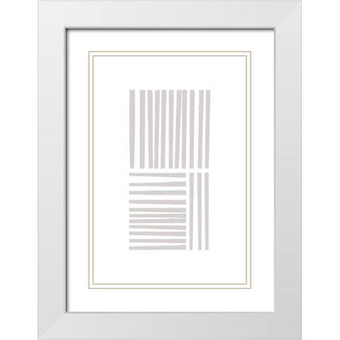 Calming Lines No 4 White Modern Wood Framed Art Print with Double Matting by uplusmestudio