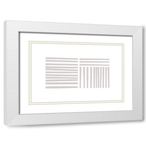 Calming Lines No 4 White Modern Wood Framed Art Print with Double Matting by uplusmestudio