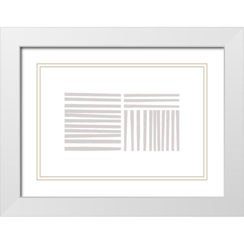 Calming Lines No 4 White Modern Wood Framed Art Print with Double Matting by uplusmestudio
