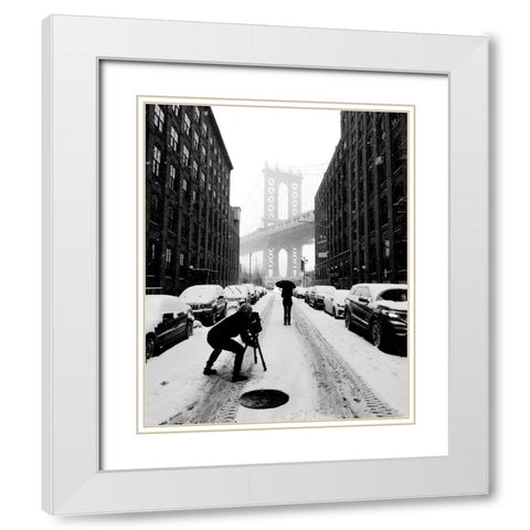 Winter in NYC White Modern Wood Framed Art Print with Double Matting by Lesica, Ivan