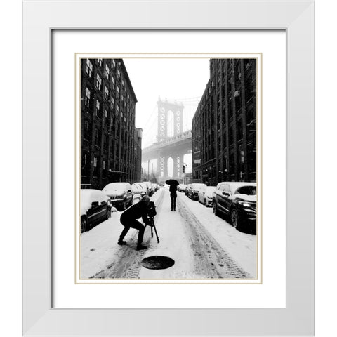 Winter in NYC White Modern Wood Framed Art Print with Double Matting by Lesica, Ivan
