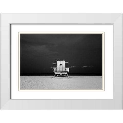 A different Miami Beach at Night White Modern Wood Framed Art Print with Double Matting by Peralta, Adrian