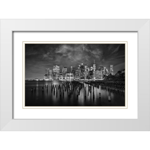 NYC White Modern Wood Framed Art Print with Double Matting by W, Joanna
