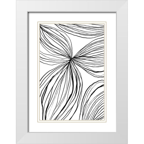 Flowerina 1 White Modern Wood Framed Art Print with Double Matting by uplusmestudio