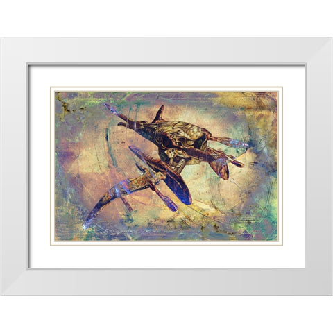 Space ship art White Modern Wood Framed Art Print with Double Matting by Kulik, Rafal