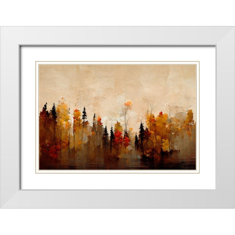A Forest In Autumn White Modern Wood Framed Art Print with Double Matting by Treechild