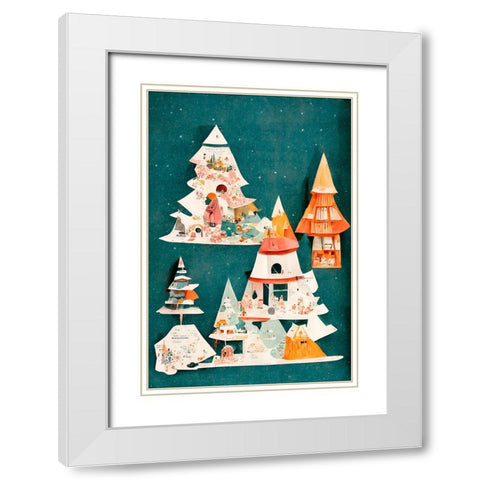 A Paper Village White Modern Wood Framed Art Print with Double Matting by Treechild