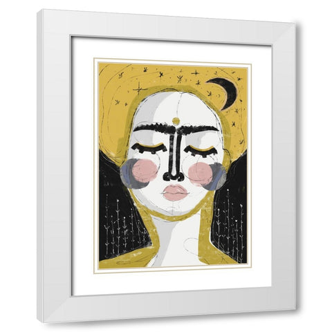 The Goddess Of The Night White Modern Wood Framed Art Print with Double Matting by Treechild