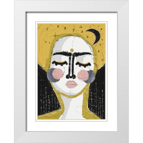 The Goddess Of The Night White Modern Wood Framed Art Print with Double Matting by Treechild