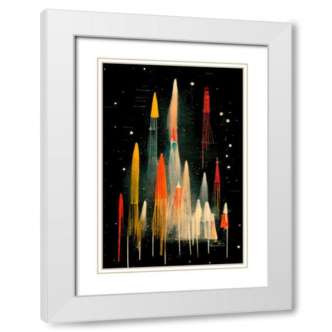 Rockets White Modern Wood Framed Art Print with Double Matting by Treechild