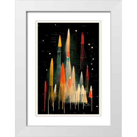 Rockets White Modern Wood Framed Art Print with Double Matting by Treechild