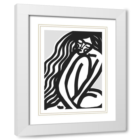 The Silence (Black) White Modern Wood Framed Art Print with Double Matting by Treechild
