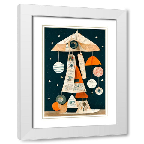 Ufo Mobile White Modern Wood Framed Art Print with Double Matting by Treechild