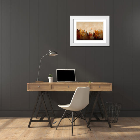 A Forest In Autumn White Modern Wood Framed Art Print with Double Matting by Treechild