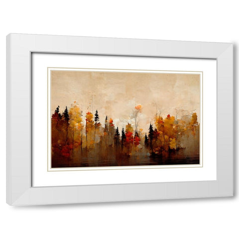 A Forest In Autumn White Modern Wood Framed Art Print with Double Matting by Treechild