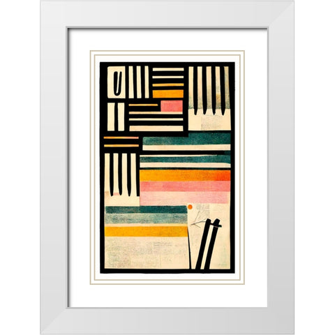 Crossed Lines White Modern Wood Framed Art Print with Double Matting by Treechild