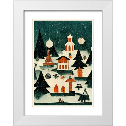 Before Christmas White Modern Wood Framed Art Print with Double Matting by Treechild