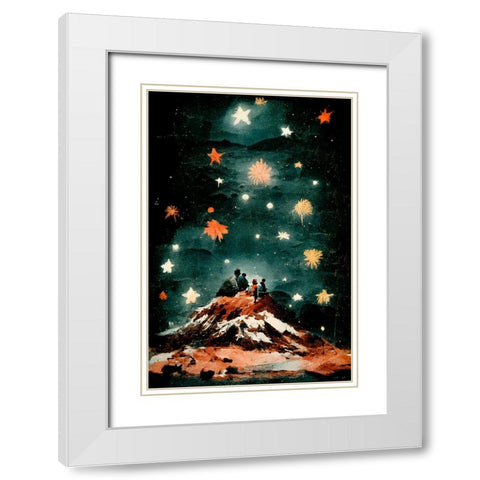 Night Of The Stars White Modern Wood Framed Art Print with Double Matting by Treechild