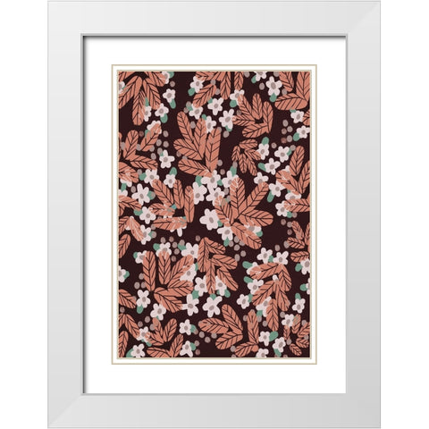 Autumn Blossoms White Modern Wood Framed Art Print with Double Matting by Treechild