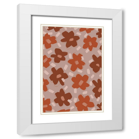 Pastel Flowers White Modern Wood Framed Art Print with Double Matting by Treechild