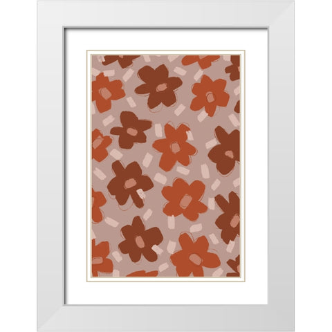 Pastel Flowers White Modern Wood Framed Art Print with Double Matting by Treechild