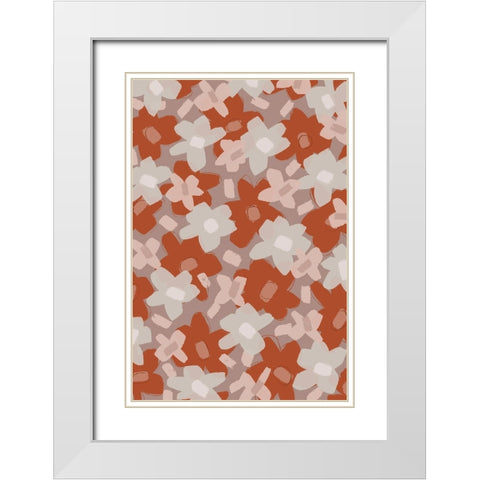 Cute Flowers White Modern Wood Framed Art Print with Double Matting by Treechild