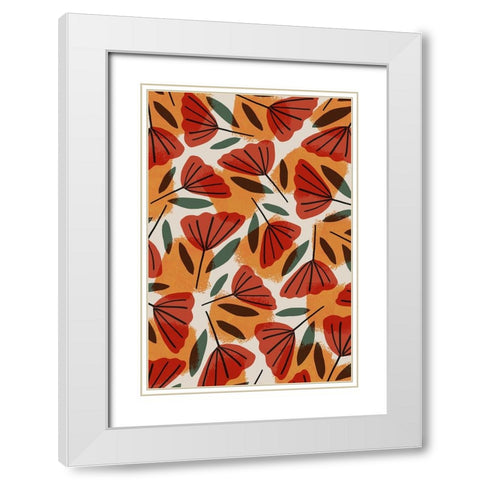 Tulip Pattern White Modern Wood Framed Art Print with Double Matting by Treechild