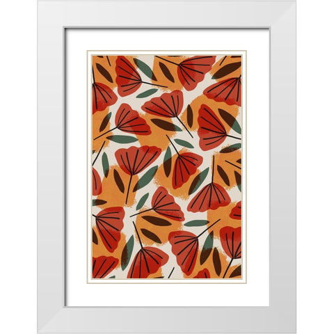 Tulip Pattern White Modern Wood Framed Art Print with Double Matting by Treechild