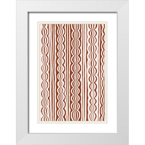 Curved Lines White Modern Wood Framed Art Print with Double Matting by Treechild