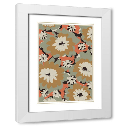 Big Pastel Flowers White Modern Wood Framed Art Print with Double Matting by Treechild