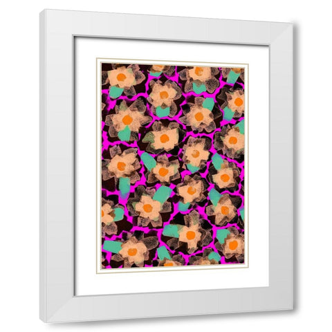 Funky Blossoms White Modern Wood Framed Art Print with Double Matting by Treechild