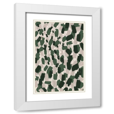 Green Dabs White Modern Wood Framed Art Print with Double Matting by Treechild