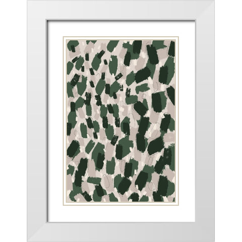 Green Dabs White Modern Wood Framed Art Print with Double Matting by Treechild
