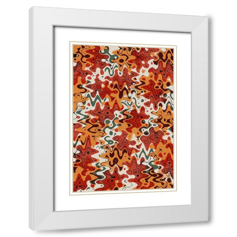 Liquid Red Orange Pattern White Modern Wood Framed Art Print with Double Matting by Treechild