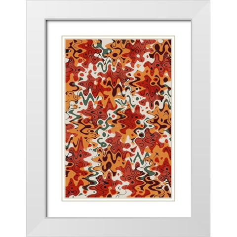 Liquid Red Orange Pattern White Modern Wood Framed Art Print with Double Matting by Treechild