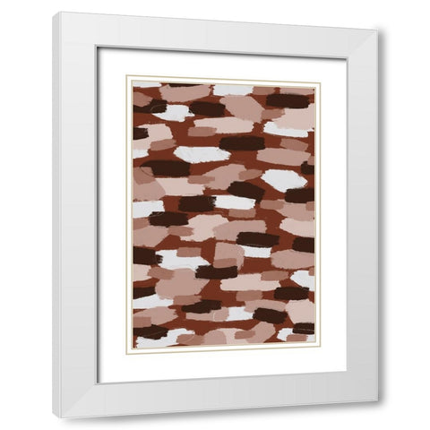 Brown Beige Strokes White Modern Wood Framed Art Print with Double Matting by Treechild