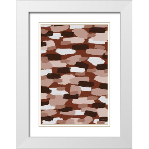 Brown Beige Strokes White Modern Wood Framed Art Print with Double Matting by Treechild