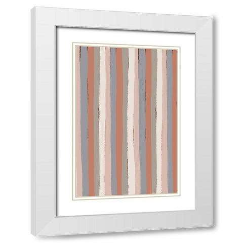 Pastel Stripes White Modern Wood Framed Art Print with Double Matting by Treechild