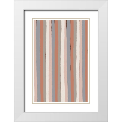 Pastel Stripes White Modern Wood Framed Art Print with Double Matting by Treechild