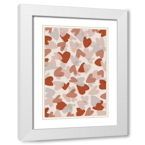 Pastel Hearts White Modern Wood Framed Art Print with Double Matting by Treechild