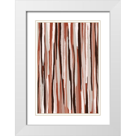 Pastel Thin Stripes White Modern Wood Framed Art Print with Double Matting by Treechild