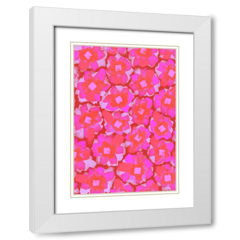 Cute Pink Blossom Pattern White Modern Wood Framed Art Print with Double Matting by Treechild